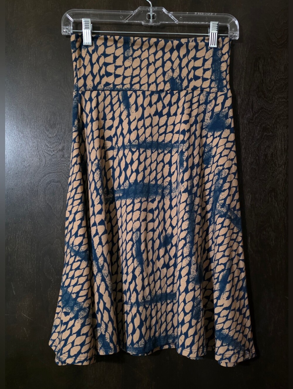 💢4For$20LuLaRoe Tan Black Abstract Circle Skirt High Waist Fit-to-Flare Size XS